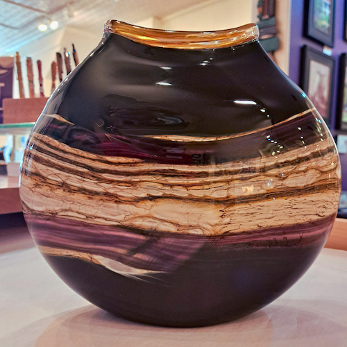 GBG-052 Flat Vase Onyx and Purple $625 at Hunter Wolff Gallery